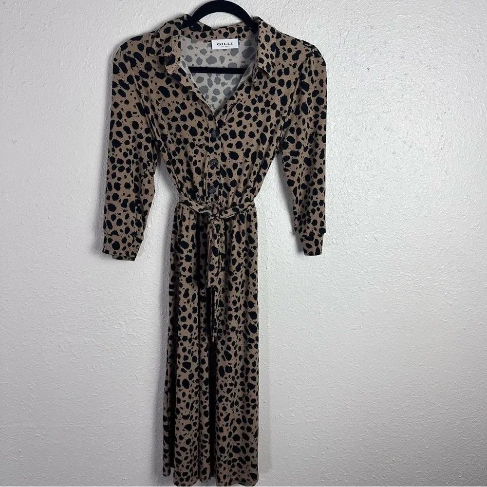 Gilli Chic Animal Print Long Sleeve Dress Size XS